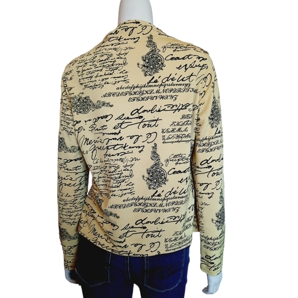 VINTAGE Y2K Knit Top size M/L French Script Sweetheart Neck - Picture 6 of 7